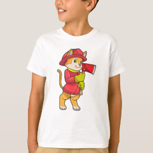 Camiseta Gato como Bombeiro com Ax