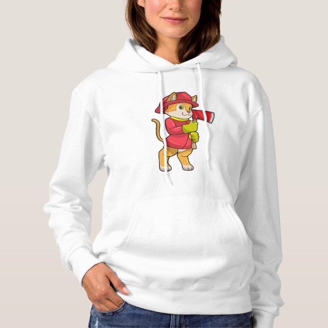Camiseta Gato como Bombeiro com Ax (Frente)