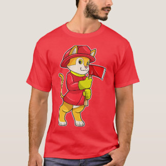 Camiseta Gato como Bombeiro com Ax