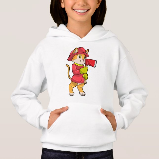 Camiseta Gato como Bombeiro com Ax (Frente)