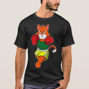 Camiseta Gato como Boxeador com luvas de boxe