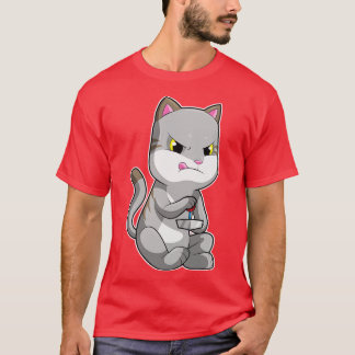Camiseta Gato como com Controles