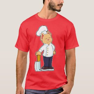 Camiseta Gato como cozido com faca cortante