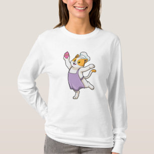 Camiseta Gato como cozinheiro com placa de Cozinhar e Muffi