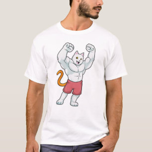Camiseta Gato como Criador de Portos com Músculos Grandes