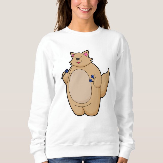 Camiseta Gato como Dart player com Dardos (Frente)