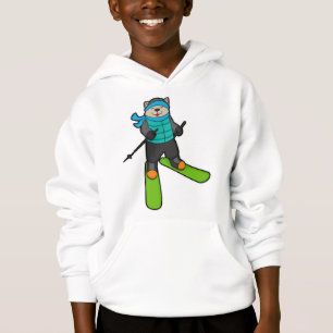 Camiseta Gato como esquiador com esqui