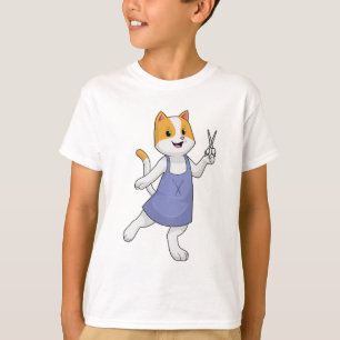 Camiseta Gato como estilista de cabelo com tesoura