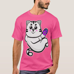 Camiseta Gato como Fisiculturista com Haltere