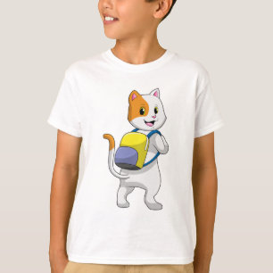 Camiseta Gato como Hiker com Mochila