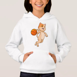 Camiseta Gato como jogador de basquete com bola de basquete