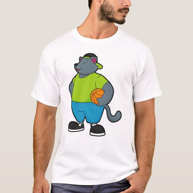 Camiseta Gato como jogador de basquetebol (Frente)
