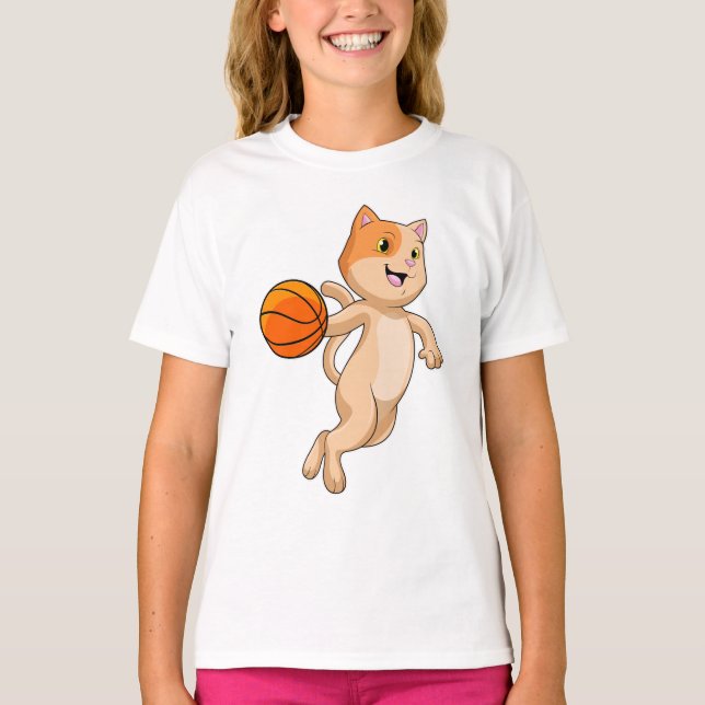 Camiseta Gato como jogador de basquetebol (Frente)