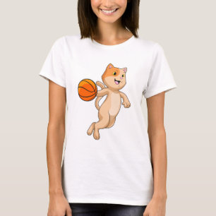 Camiseta Gato como jogador de basquetebol