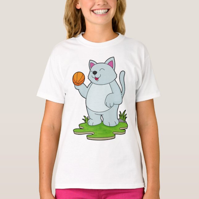 Camiseta Gato como jogador de basquetebol (Frente)