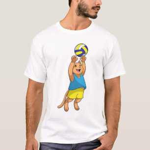 Camiseta Gato como jogador de voleibol