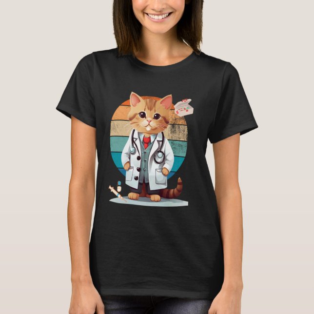 Camiseta Gato Como Médico (Frente)