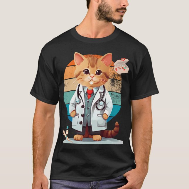 Camiseta Gato Como Médico (Frente)