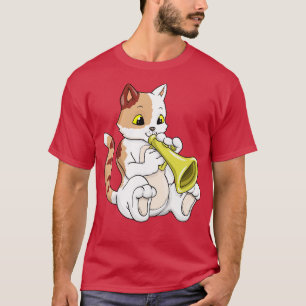 Camiseta Gato como músico com trompete