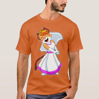 Camiseta Gato como noiva com vestido de noiva Coroa