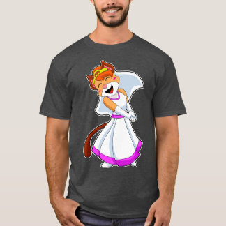 Camiseta Gato como noiva com vestido de noiva Coroa