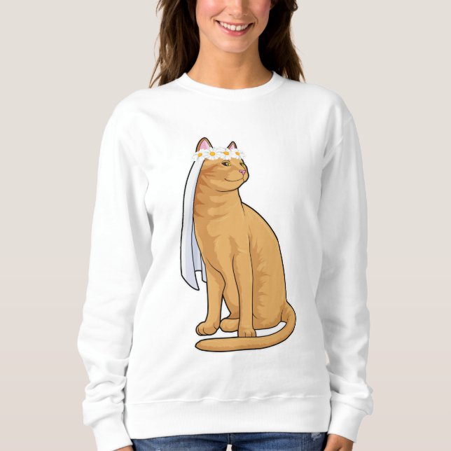 Camiseta Gato como Noiva com Véu (Frente)