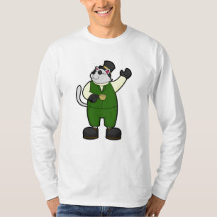 Camiseta Gato como noivo com café e chapéu