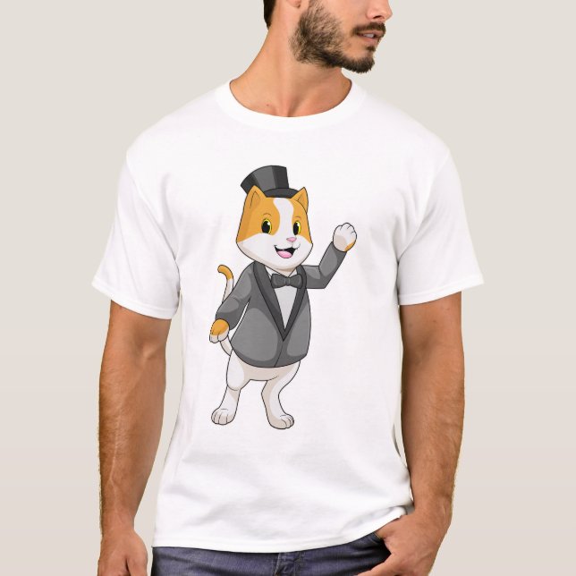 Camiseta Gato como Noivo com Laço (Frente)