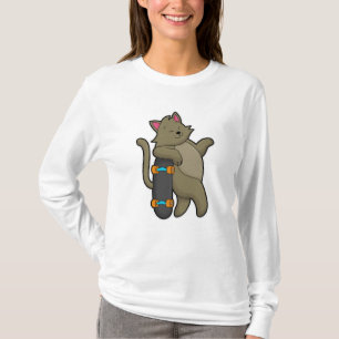 Camiseta Gato como Patinador com Skate