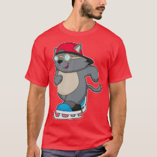 Camiseta Gato como Patinador de Gelo com skates de Gelo