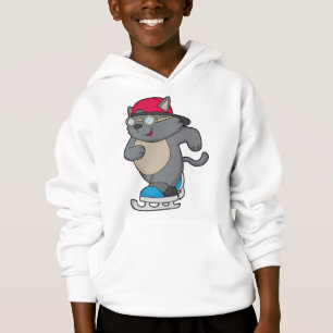 Camiseta Gato como Patinador de Gelo com skates de Gelo