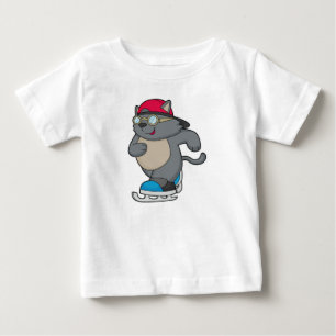 Camiseta Gato como Patinador de Gelo com skates de Gelo