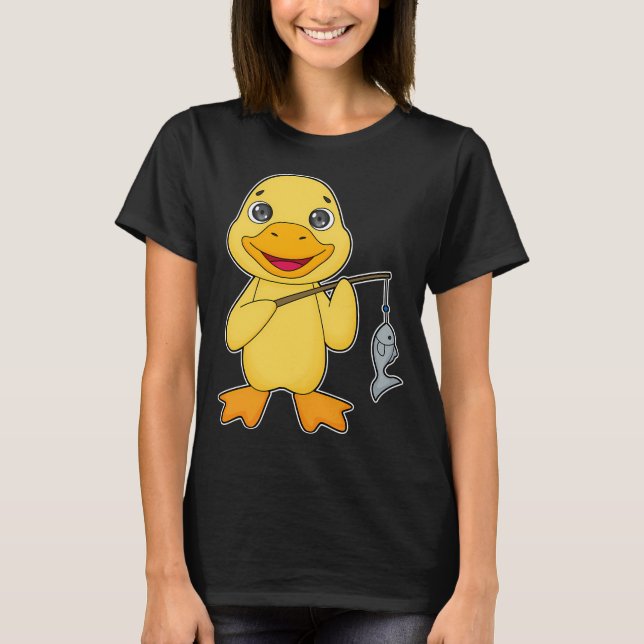 Camiseta Gato como Pescador com vara de pescar & Peixe (Frente)