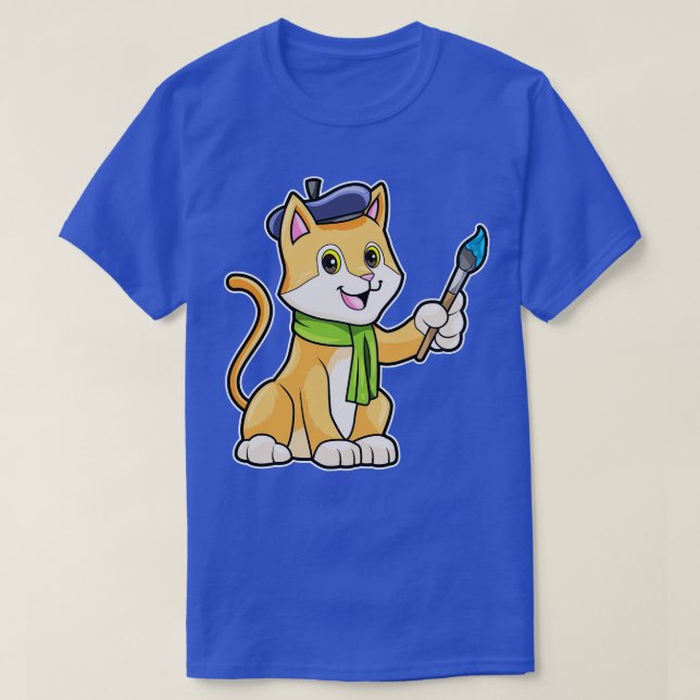 Camiseta Gato como Pintor com Pincel (Frente do Design)