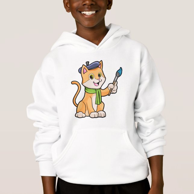 Camiseta Gato como Pintor com Pincel e Escarpo (Frente)