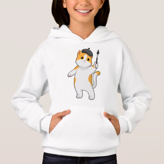 Camiseta Gato como Pintor com Pintor (Frente)