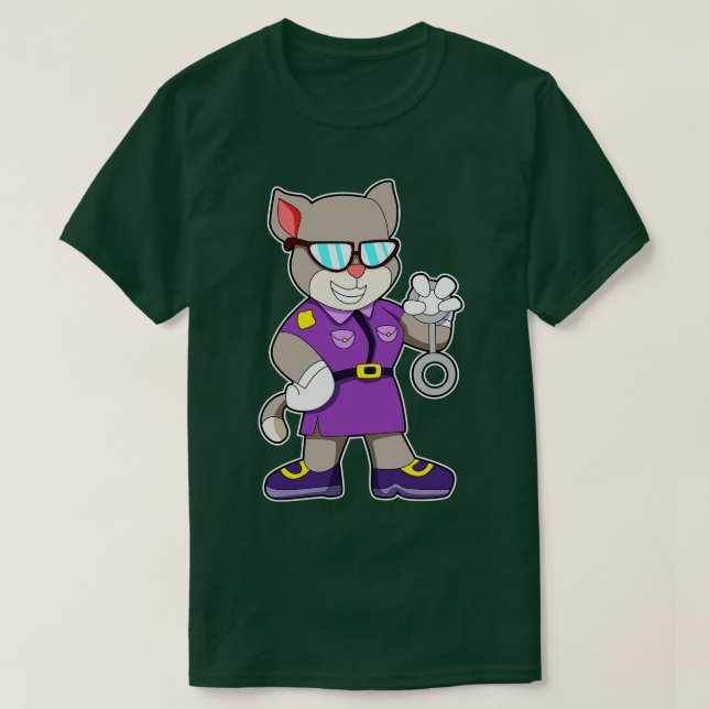 Camiseta Gato como policial com algemas (Frente do Design)