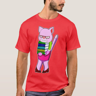 Camiseta Gato como professor com livros saltos altos