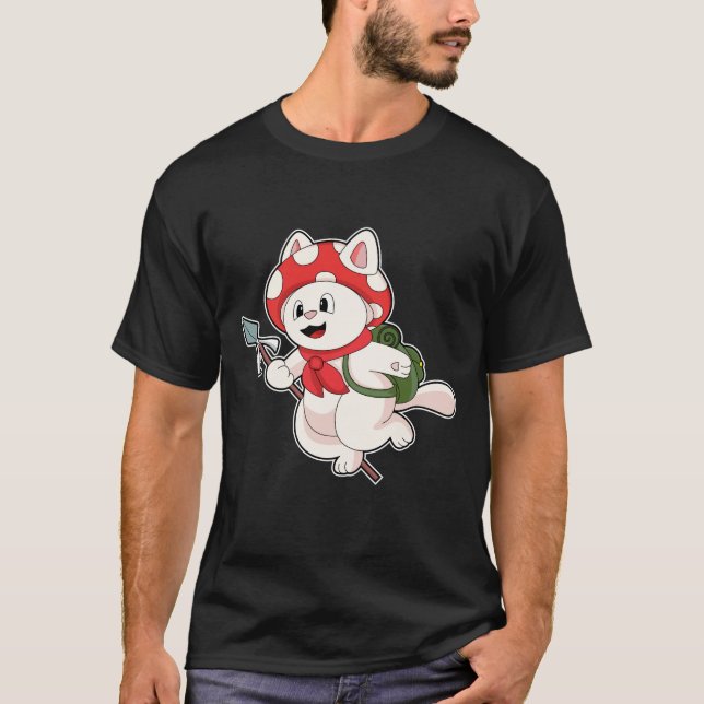 Camiseta Gato como Seletor de Cogumelo com Cogumelo (Frente)