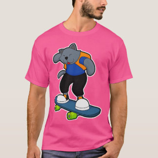 Camiseta Gato como skateboarder com skate
