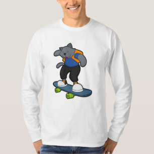 Camiseta Gato como skateboarder com skate