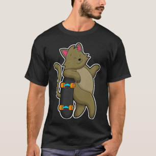 Camiseta Gato como skater com skate