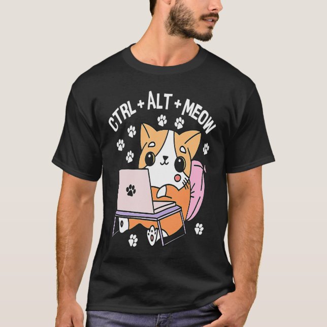 Camiseta Gato Computador Programador Hacker Gatinho  1 (Frente)