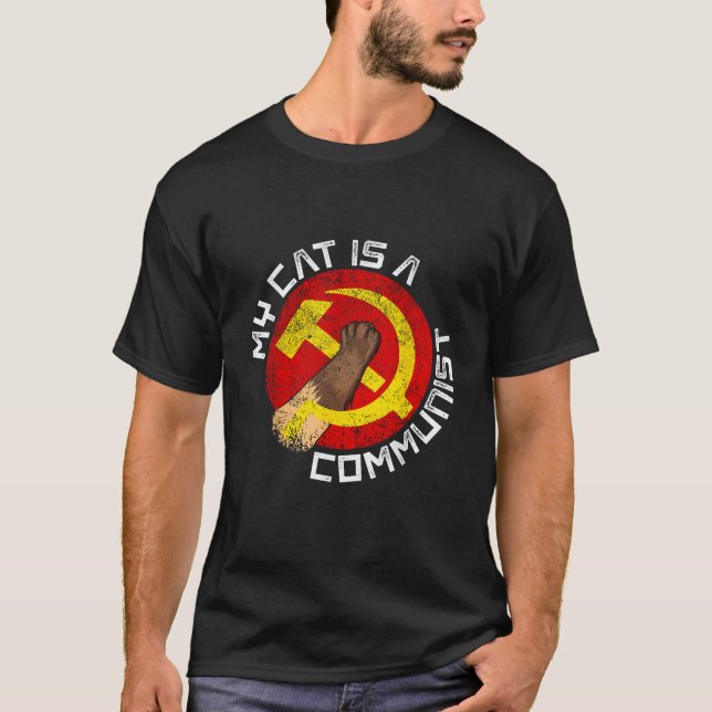 Camiseta Gato Comunista Engraçado Meu Gato É Comunista Para (Frente)