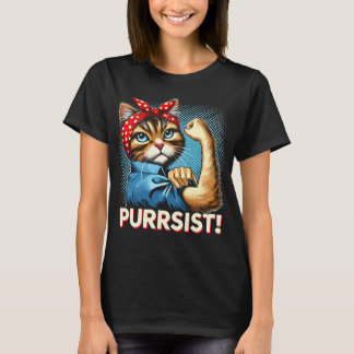 Camiseta Gato Confidente "PURRSIST!" Design Retrô