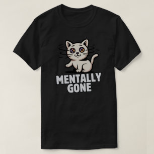 Camiseta Gato Confuso Ilustração Divertida e Mentalmente Pe