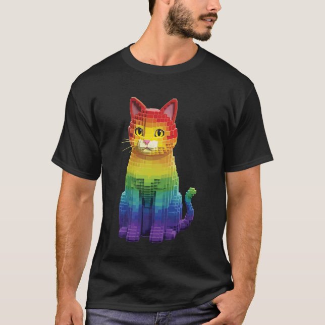 Camiseta Gato Construtor Mestre Tijolos Bloco Construção Ti (Frente)