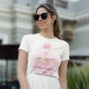 Camiseta Gato cor de água rosado para Chá de menina