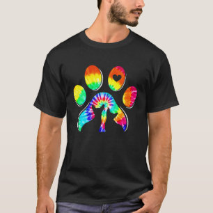 Camiseta Gato Coração Estampa de Pata com Tingimento Gati