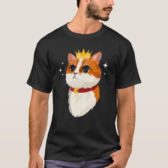 Camiseta Gato Coroa Meninas Mulheres Felino (Frente)